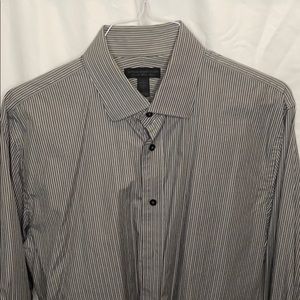 Express Grey black & white striped dress shirt